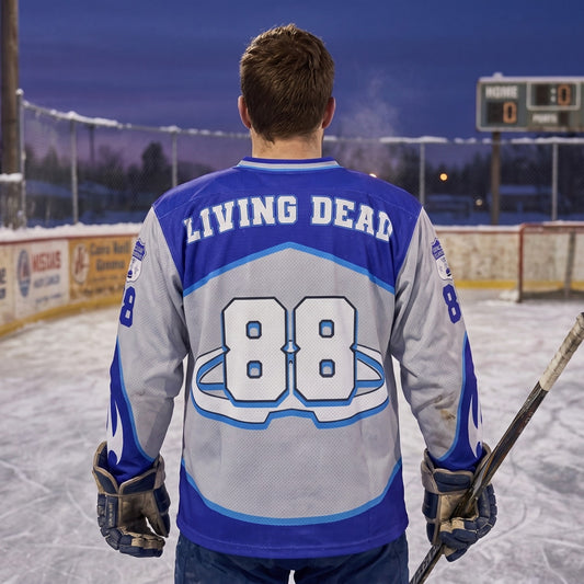 Champion Hockey Jersey – Blue & Grey Sublimated Ice Hockey Jersey